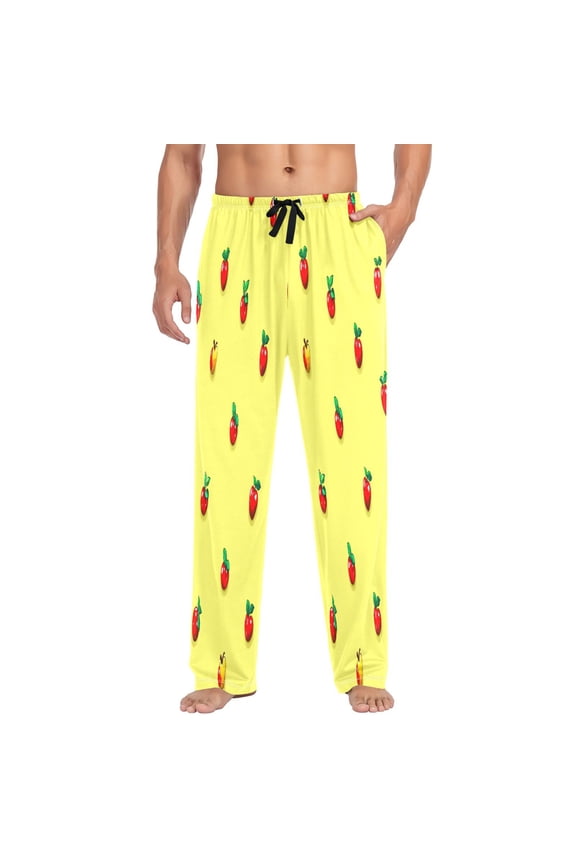 Apples Pattern Design Mens Cotton Pajama Pants Long Staple Lightweight Sleep Bottoms with Pockets Breathable