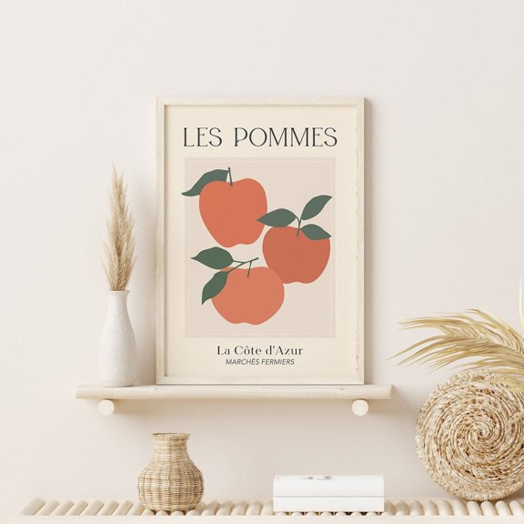 Apples Poster Fruit Market Botanical Wall Art Kitchen Cute Trendy Poster, Unframed Size 8x12