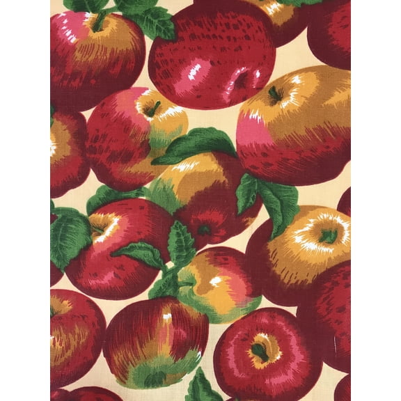 Apples Print Broadcloth, 60" Wide, Sells by the Yard from Sal Tex Fabrics, 3 Backgrounds, Beige