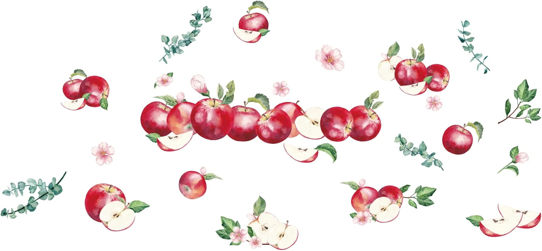 Apples Wall Decals Fruit Vinyl Wall Stickers Watercolor Wall Art