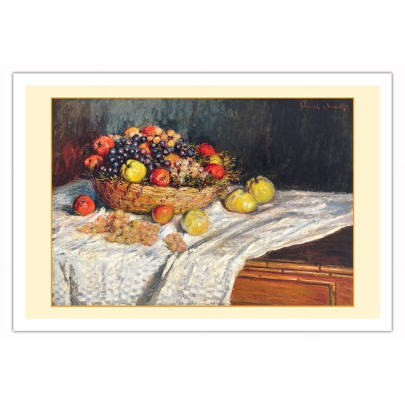 Apples and Grapes - From an Original Color Painting by Claude Monet c.1879 - Fine Art Matte Paper Print (Unframed) 30x44in