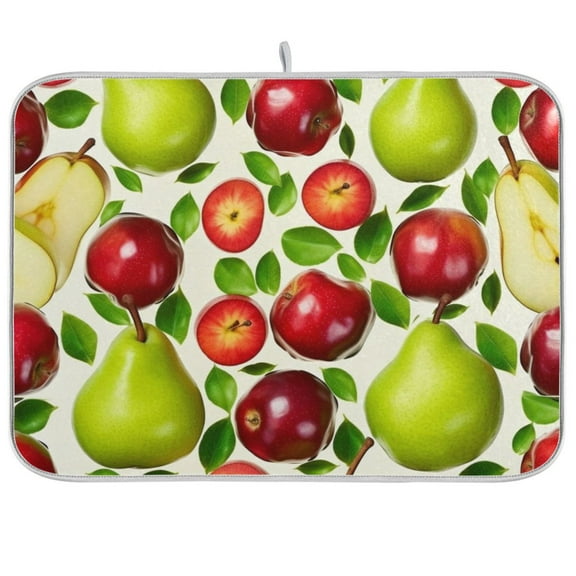 Apples and Pears Dish Drying Mat Microfiber Kitchen Pad Large Counter Absorbent Dish Mats Drainer Rack 16"x18"