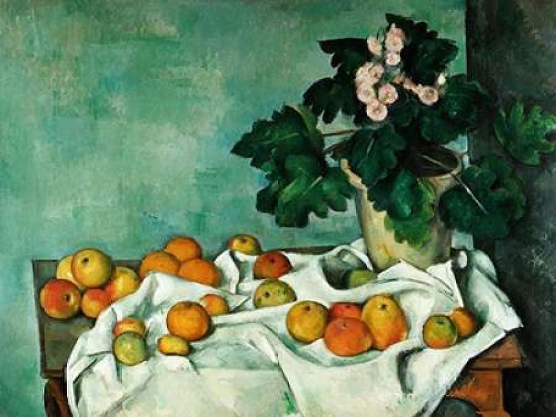 Apples and Primroses Canvas Art - Paul Cezanne (22 x 28)