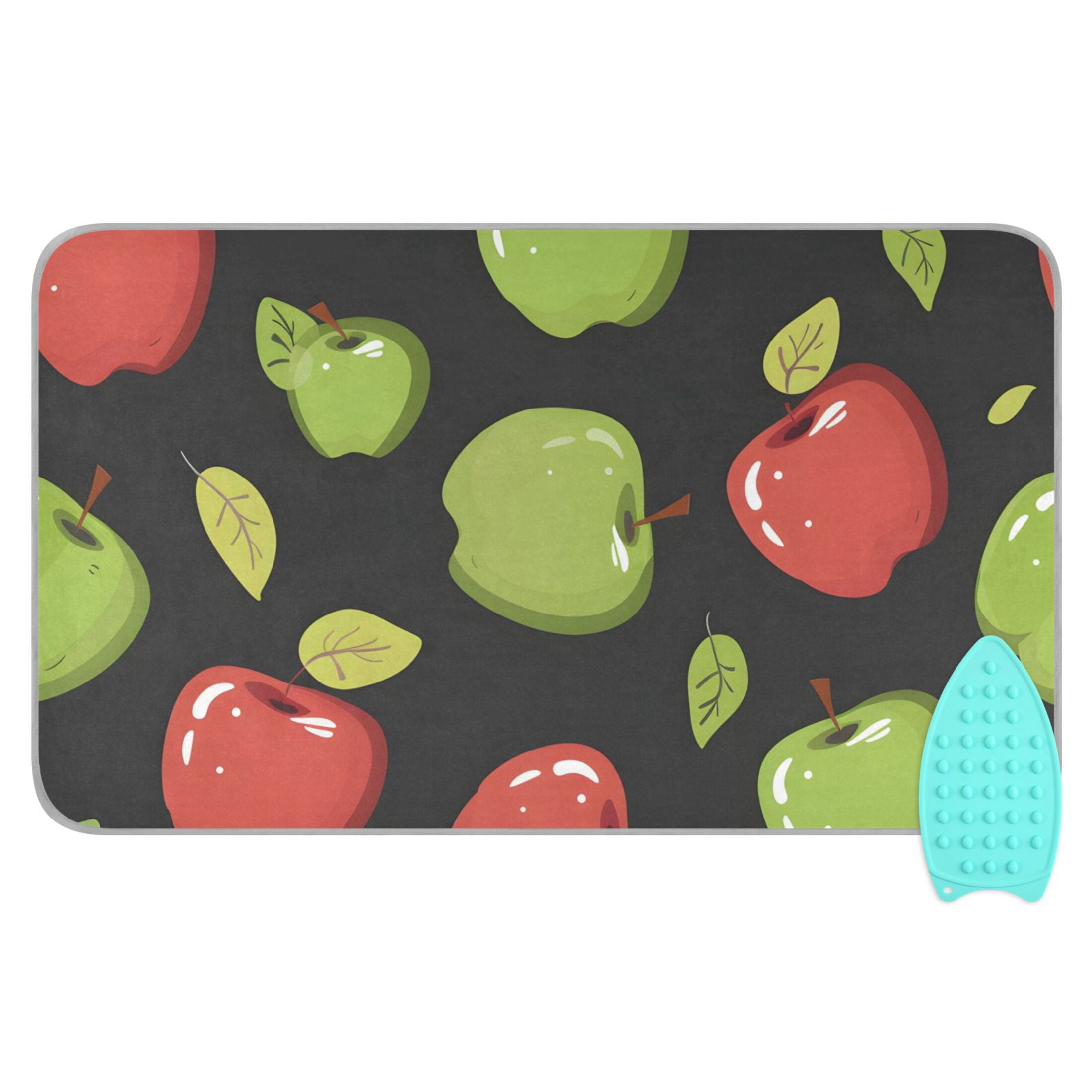 Apples in Red and Green Leaves Ironing Mat Blanket Portable Travel Ironing Pad Heat Resistant Pad 47.2" x 27.6”
