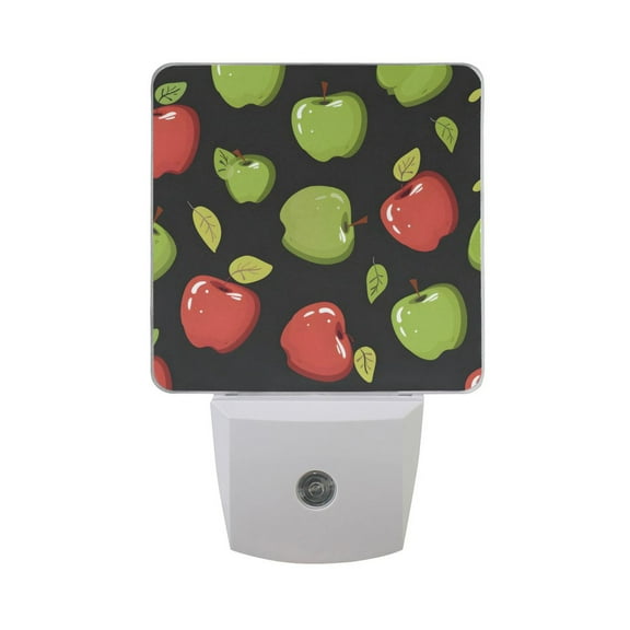 Apples in Red and Green Leaves LED Night Light with Smart Sensor Plug Into Wall Dusk to Dawn 2 packs