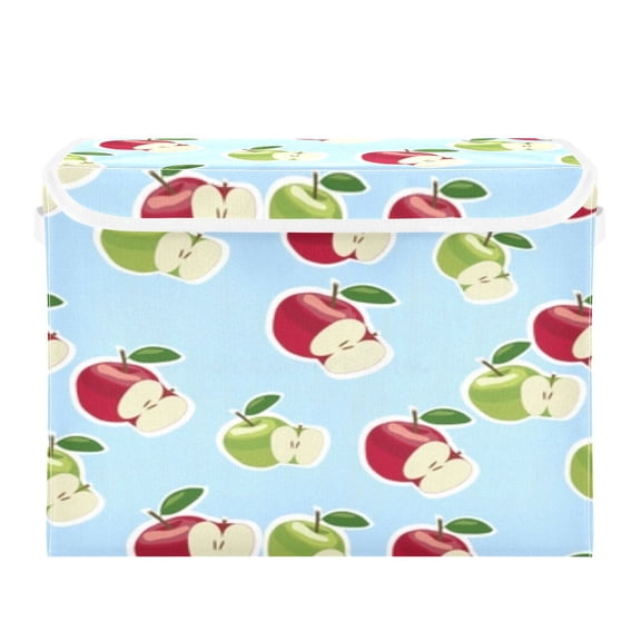 Apples sliced red green pattern Large Toy Box Chest Storage with Flip-Top Lid, Collapsible Storage Boxes Container Bins for Toys, Playroom Organizers