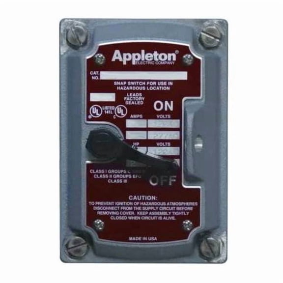 Appleton Electric Cover/Chamber/Switch, 1-Pole, 1Gang, 20A EDSF21Q