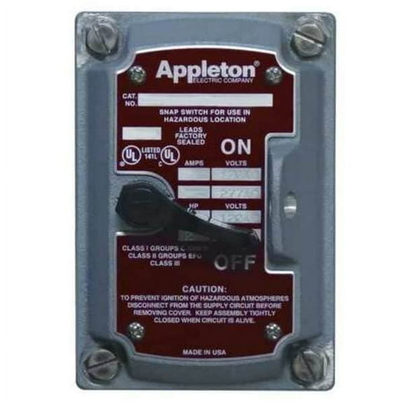 Appleton Electric Cover/Chamber/Switch, 2-Pole, 1Gang, 20A EDSF22Q