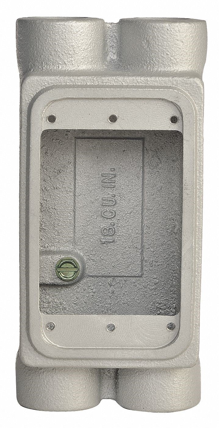 Appleton Electric Weatherproof Electrical Box, 1-Gang, 4-Inlet, Malleable Iron