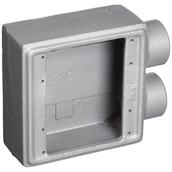 Appleton FSS-2-100 Cast Device Box, FSS, 2 Gang, Malleable Iron, 1" Hub