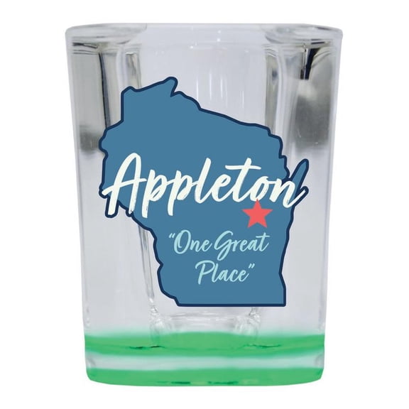 Appleton Wisconsin Design A Souvenir 2 oz Square Shot Glass Green