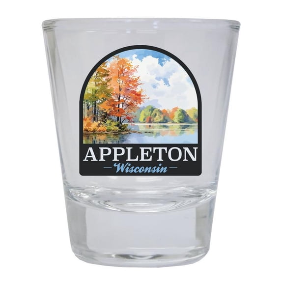 Appleton Wisconsin Design B Souvenir 2 oz Round Shot Glass Clear