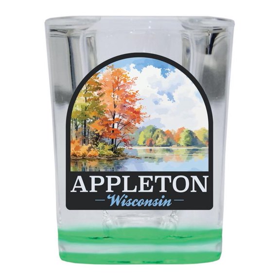 Appleton Wisconsin Design B Souvenir 2 oz Square Shot Glass Green