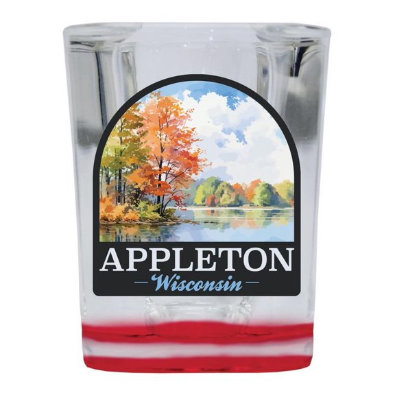 Appleton Wisconsin Design B Souvenir 2 oz Square Shot Glass Red