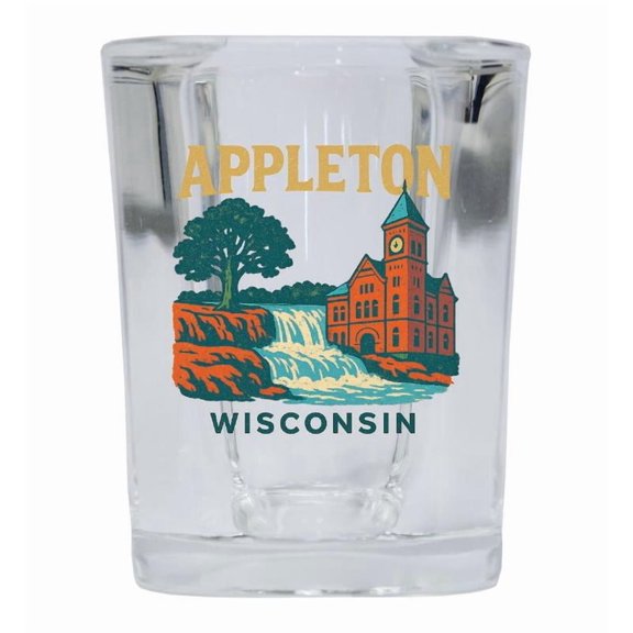 Appleton Wisconsin Vintage Design Souvenir 2 oz Square Shot Glass – Clear