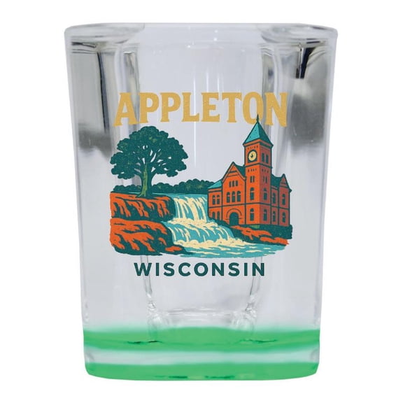 Appleton Wisconsin Vintage Design Souvenir 2 oz Square Shot Glass – Green