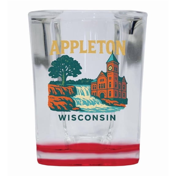 Appleton Wisconsin Vintage Design Souvenir 2 oz Square Shot Glass – Red