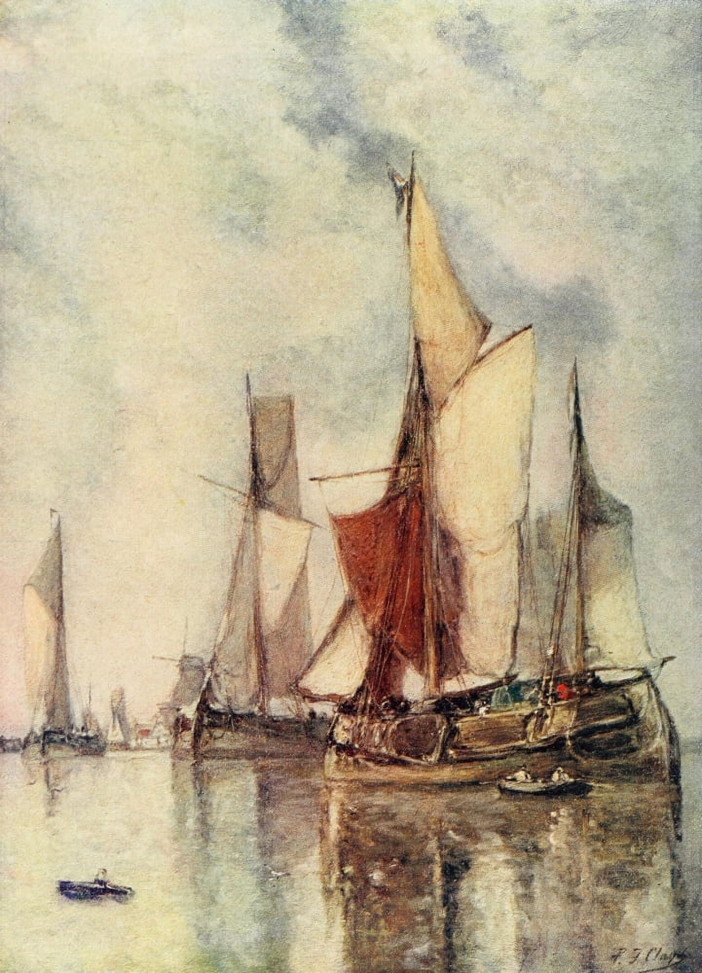 Appletons Booklovers Magazine 1903 Calm on the Rhine Holland Canvas Art - Jean-Paul Clays (24 x 36)