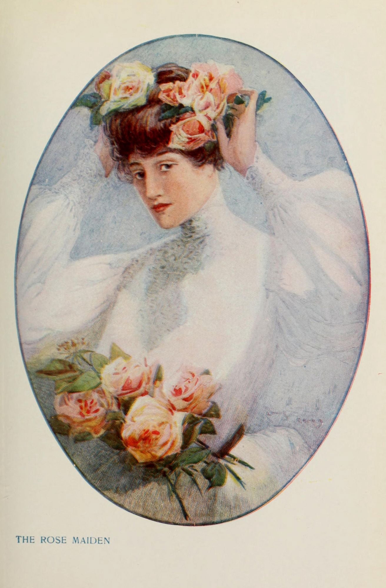 Appletons Booklovers Magazine 1904 The Rose Maiden Canvas Art - Louis Rhead (18 x 24)