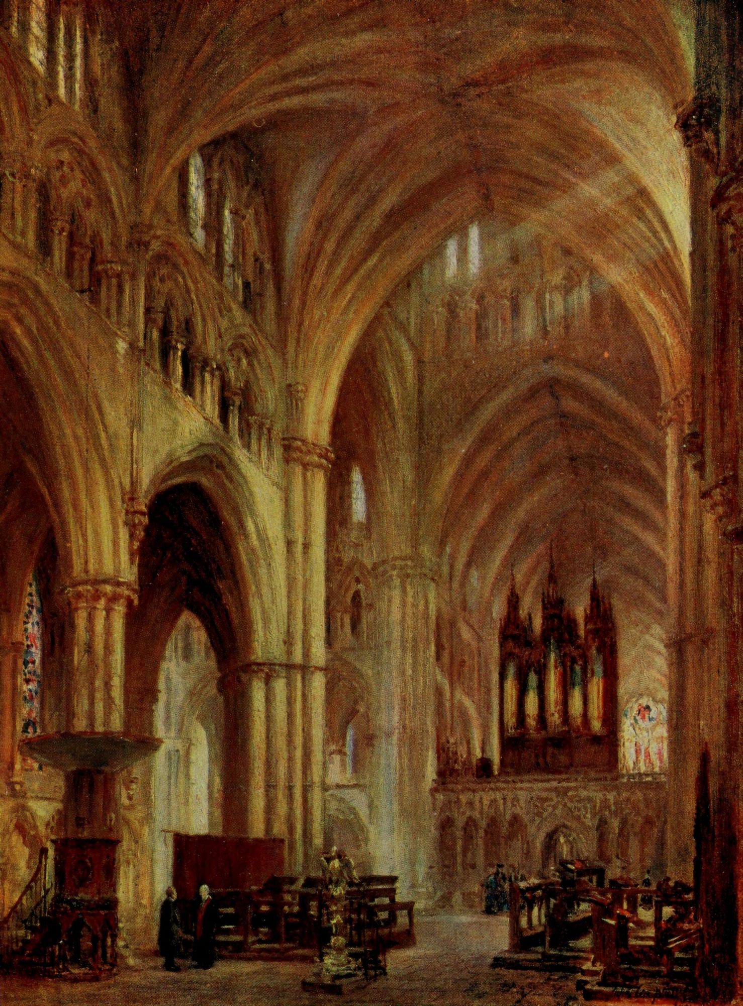 Appletons Mag 1903 Interior of Lincoln Cathedral Canvas Art - Colin Campbell Cooper (18 x 24)