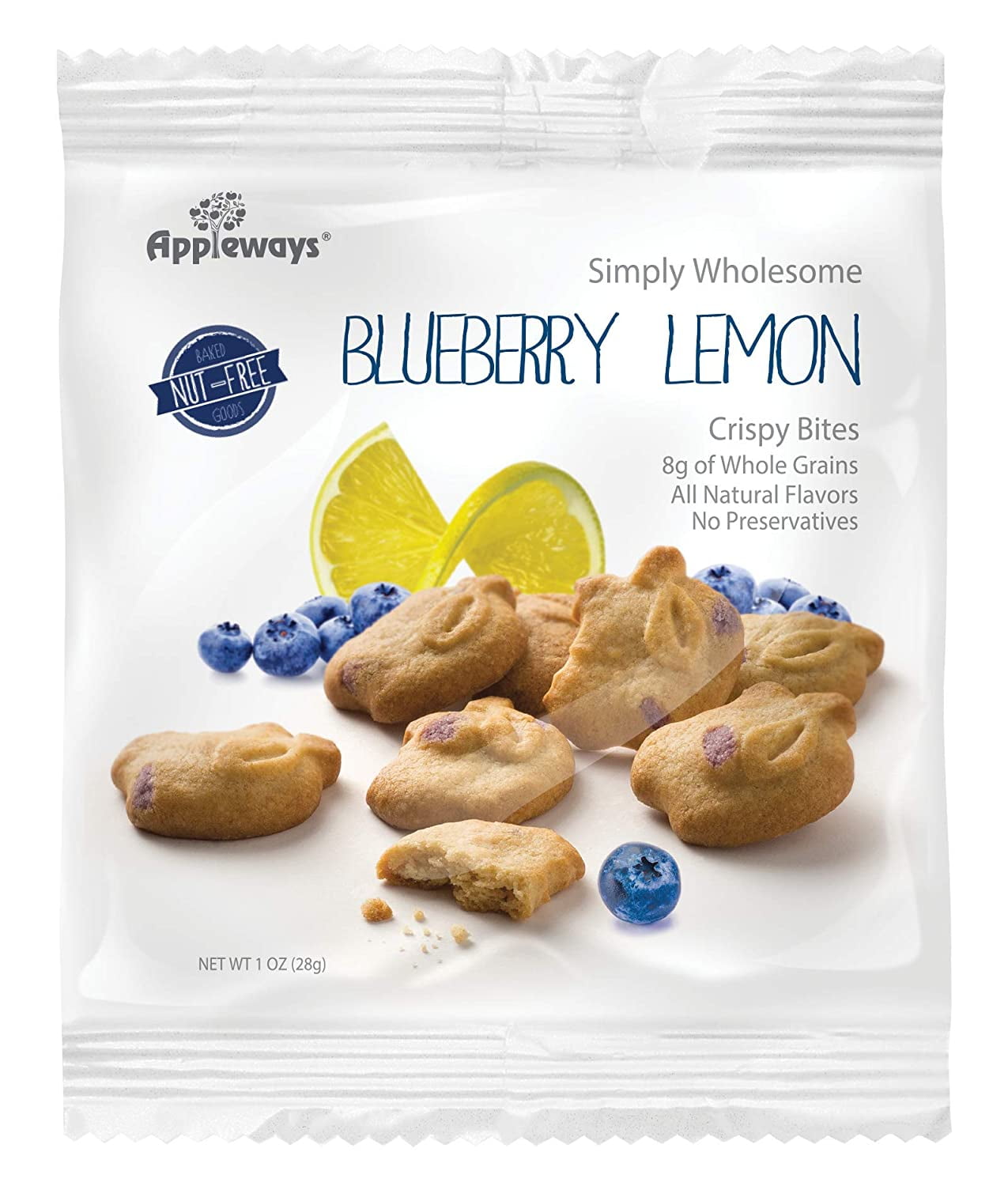 Appleways Whole Grain Blueberry Lemon Crispy Bites, 1 Ounce 108 per