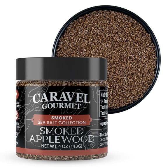 Caravel Gourmet Applewood Smoked Sea Salt, Finishing Salt, 4 oz Jar Gluten-Free