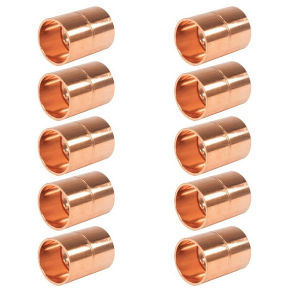 Appli Parts AP-A012B10 1/2 in Wrot Copper Coupling fitting CxC Sweat connections for refrigeration, air conditioning and plumbing applications ACR and Type L copper pipe (10 x Bag)