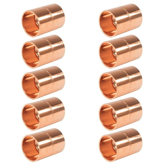 Appli Parts AP-A012B10 1/2 in Wrot Copper Coupling fitting CxC Sweat connections for refrigeration, air conditioning and plumbing applications ACR and Type L copper pipe (10 x Bag)