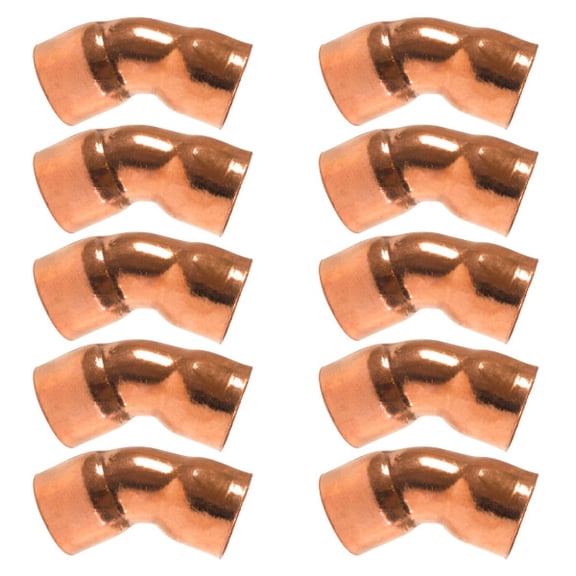 Appli Parts AP-C01245B10 1/2 45 Degree Elbow Short Turn Copper pipe fittings CxC Sweat connections for refrigeration, air conditioning and plumbing applications ACR and Type L copper pipe (10 x Bag)