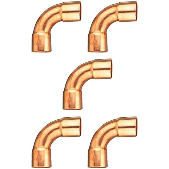 Appli Parts AP-C118LB5 1-1/8 90 Degree Elbow Long Turn Copper pipe fittings CxC Sweat connections for refrigeration, air conditioning and plumbing applications ACR and Type L copper pipe (5 x Bag)