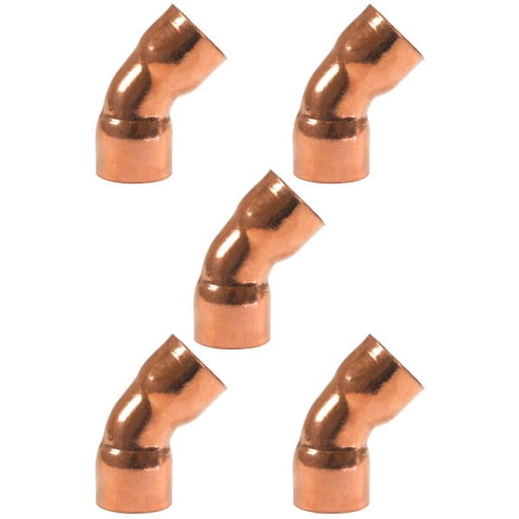 Appli Parts AP-C13845B5 1-3/8 45 Degree Elbow Short Turn Copper pipe fittings CxC Sweat connections for refrigeration, air conditioning and plumbing applications ACR and Type L copper pipe (5 x Bag)