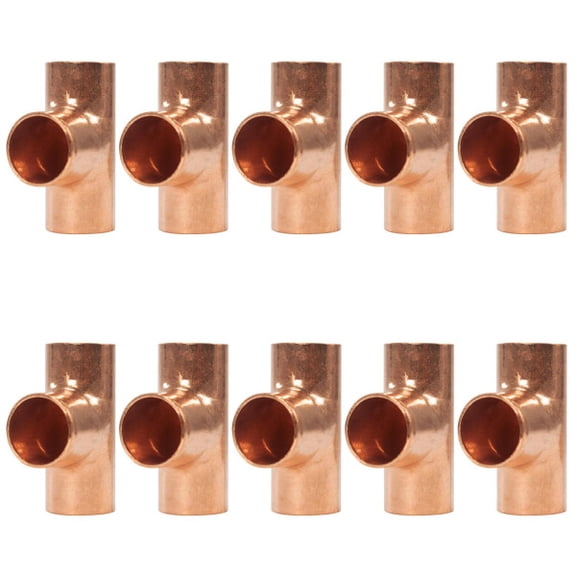 Appli Parts AP-T012B10 1/2in Wrot Copper Tee CxCxC connections for refrigeration, air conditioning and plumbing applications ACR and Type L copper pipe (10 x Bag)