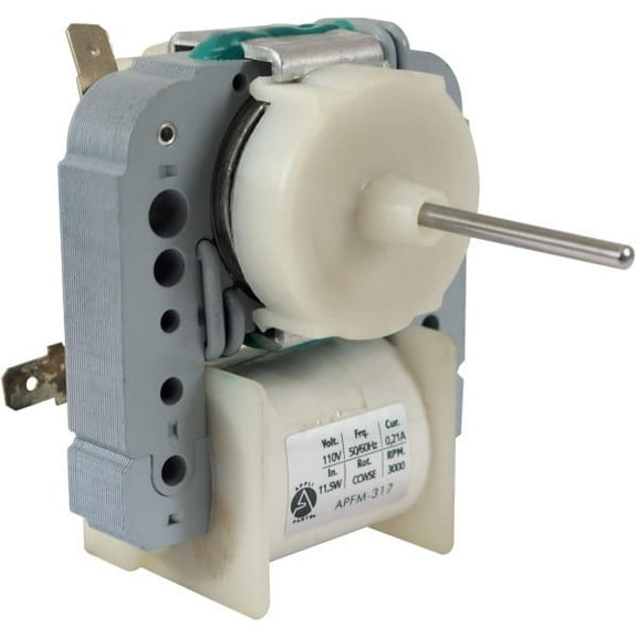 Appli Parts APFM-317 11.5 W Fan Motor, 110 V, 50/60 Hz, 0.21 A, 3000 rpm, CCW rotation for Refrigerator Evaporator replacement for original part numbers WR60X30349, WR60X190, WR60X182 and others