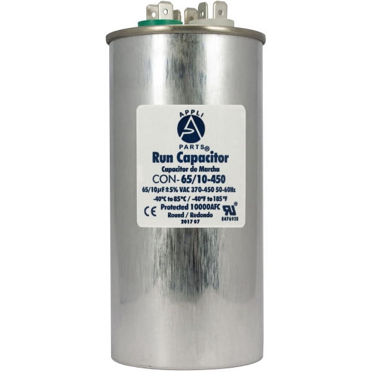 Appli Parts Condensador Capacitor de Marcha 60 Mfd uF (microfaradios) 370VAC o 450VAC CBB65 Universal Aire acondicionado y otras aplicaciones Redondo UL E476928 13.8cm Alto 5.1cm Ancho CON-60-450 Appli Parts Condensador Capacitor de Marcha 60 Mfd uF (microfaradios) 370VAC o 450VAC CBB65 Universal Aire acondicionado y otras aplicaciones Redondo UL E476928 13.8cm Alto 5.1cm Ancho CON-60-450