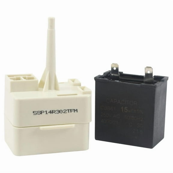 Appli Parts W10613606 Refrigerator Compressor Start Relay and 15 mfd 250 VAC Capacitor replacement for multiple models including Kemore, Whirlpool, Amana, W10416065, PS8746522, 67003186