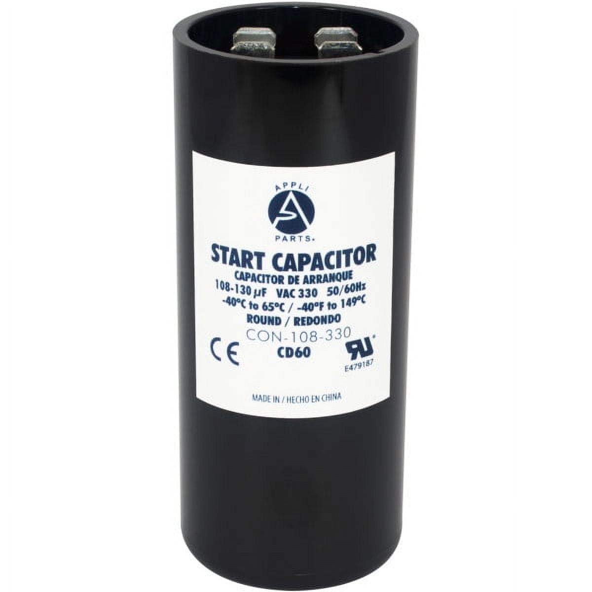 Black Round 108-130 MFD 330V Motor Start Capacitor