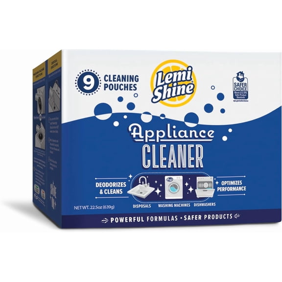 Appliance Cleaner & Deodorizer | Powered by Citric Acid | 100% Guaranteed To Clean | Works As A Dishwasher, Washing Machine, & Garbage Disposal Cleaner, 9 Pouches