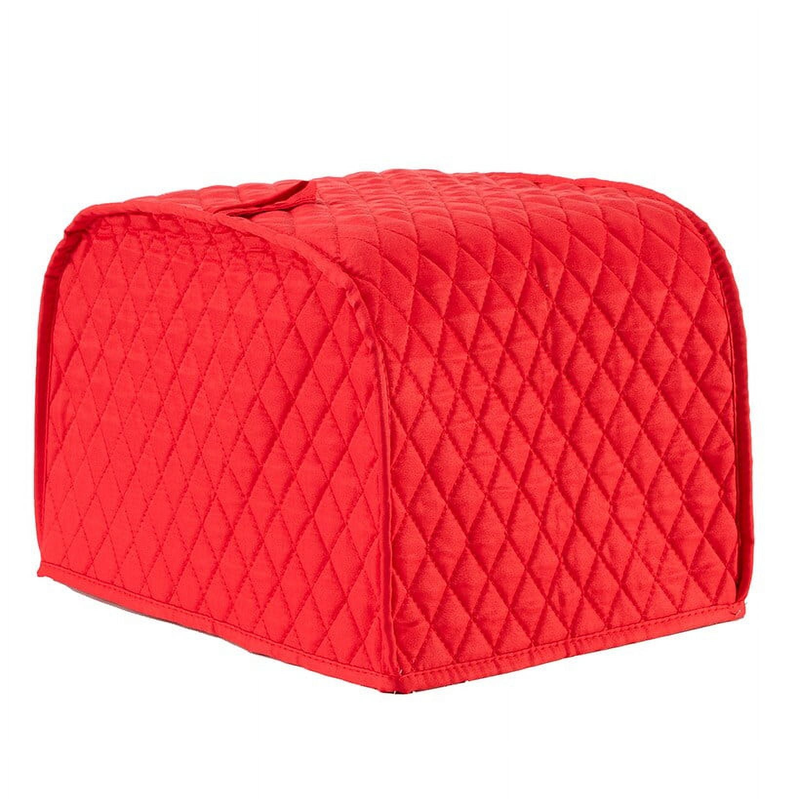 Red Quilted Polyester 4-Slice Toaster Appliance Cover