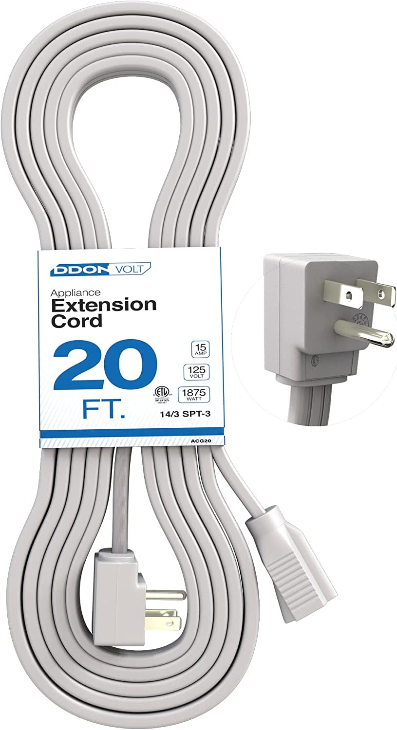 Appliance Extension Cord 20ft Heavy Duty Gray Extension Wire for Air