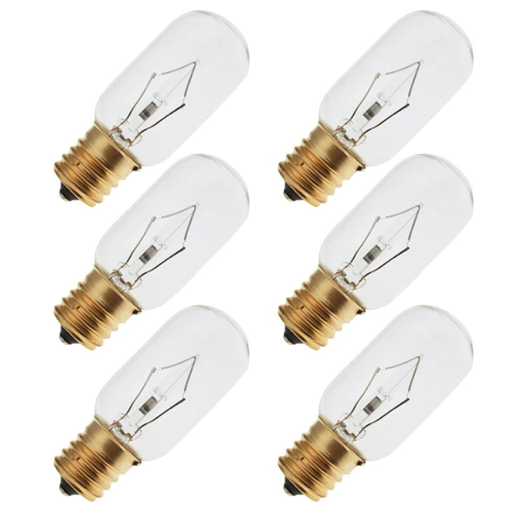 Appliance Light Bulb 40T8N, 130 Volts, E17 Base, Clear T-Shaped Light Bulb (6 Pack)