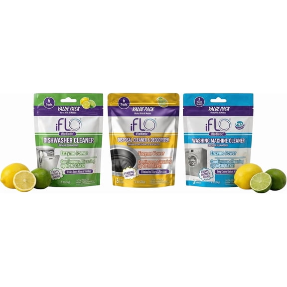 Appliance Pod Cleaners Bundle - Washing Machine, Dishwasher & Garbage Disposal Deep Cleaning Pods and Tablets for Odor & Buildup Control (Pack of 3)