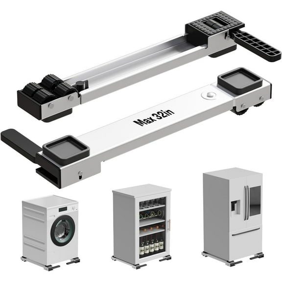 Appliance Rollers Heavy Duty,Newest Extendable Appliance Sliders,Liftable Washing Machine Base,Easily Move Washer and Dryer Machines,Refrigerators,Furniture-White