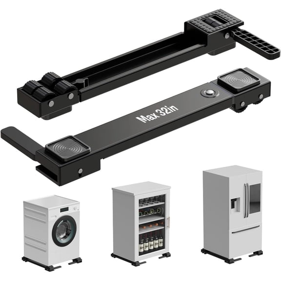 Appliance Rollers Heavy Duty,Newest Extendable Sliders,Liftable Washing Machine Base,Easily Move Washer and Dryer Machines,Refrigerators,Furniture-Black