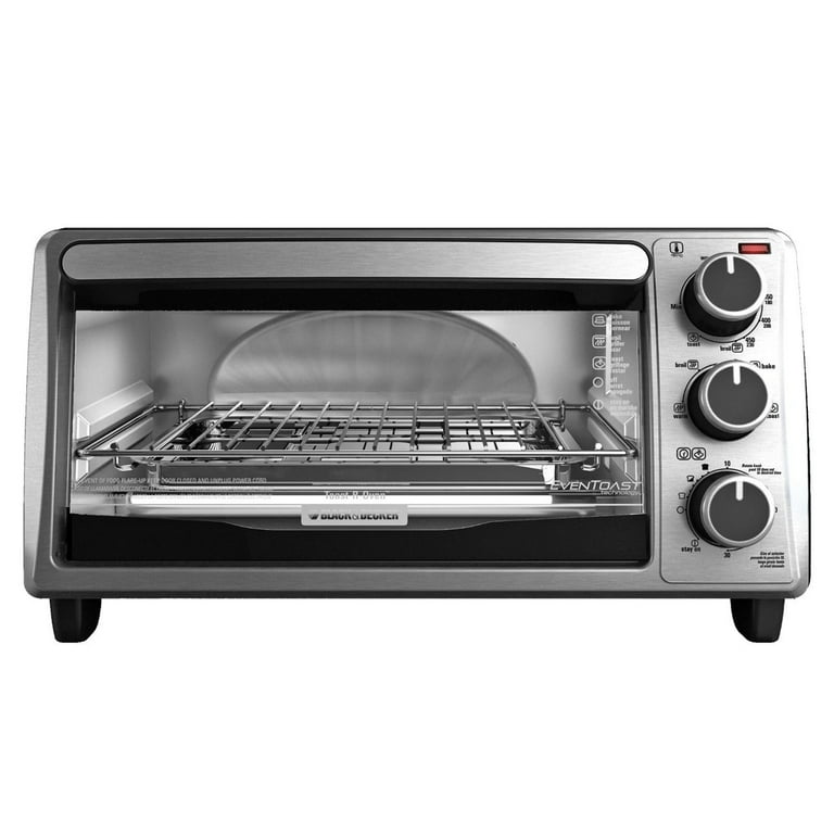 BLACK+DECKER 4 Slice Toaster Oven, Stainless Steel, Compact