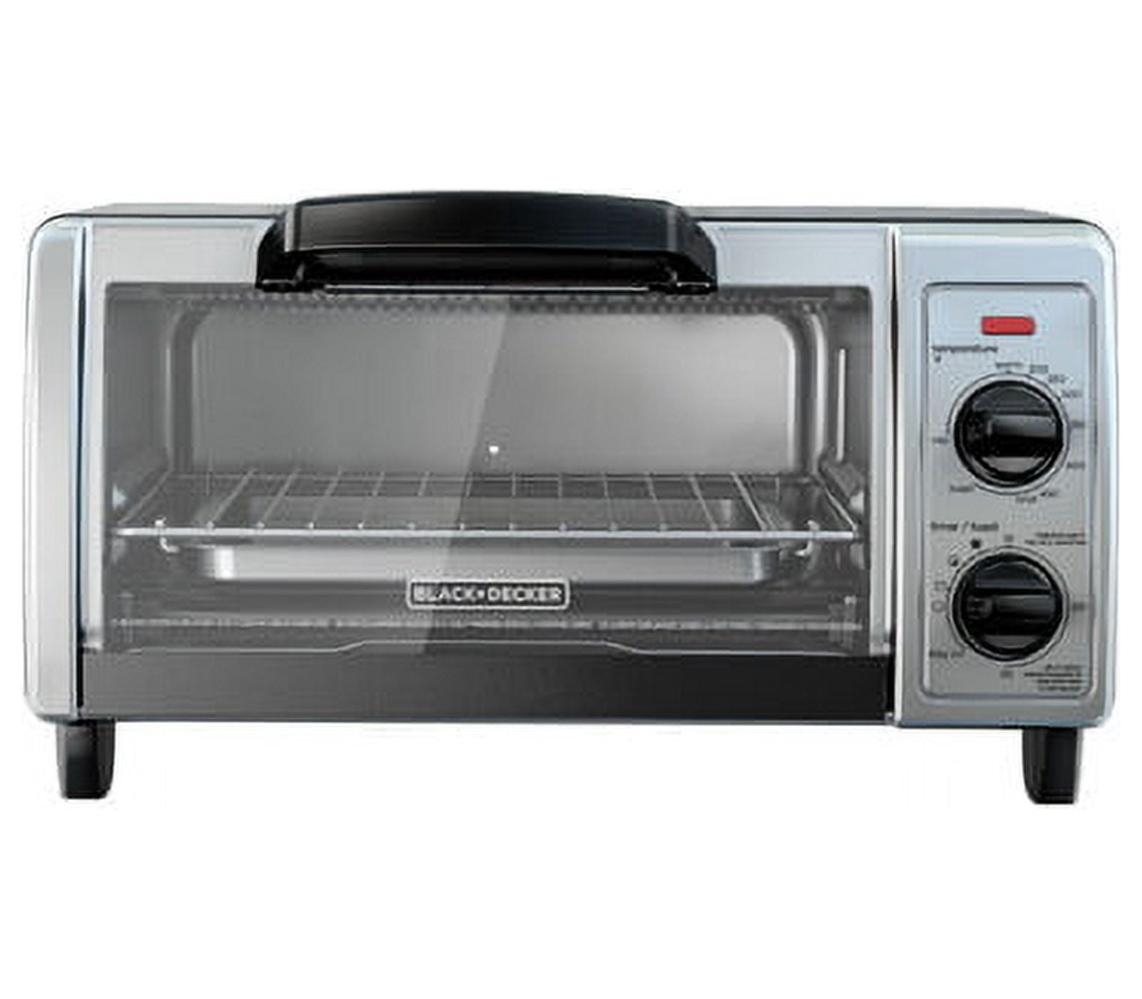 Black and Silver 4-Slice Stainless Steel Convection Toaster Oven