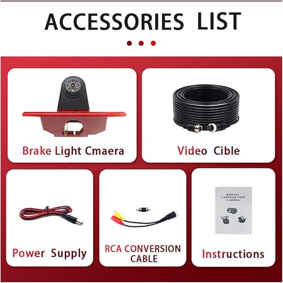 Applicable to 1080P Waterproof Car Brake Light Rear View Reverse Camera Compatible For Citroen Jumpy Peugeot Expert Toyota Proace 2007-2016(Golden lens)