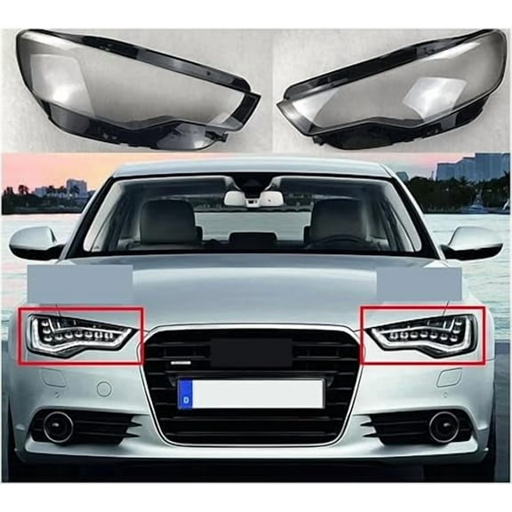 Applicable to Compatible For Audi A6 C7 2012-2015 Car Front Headlight Lens Cover Auto Transparent Lampshade Lampshade Lampcover Head Lamp Light Shell(Left and right)