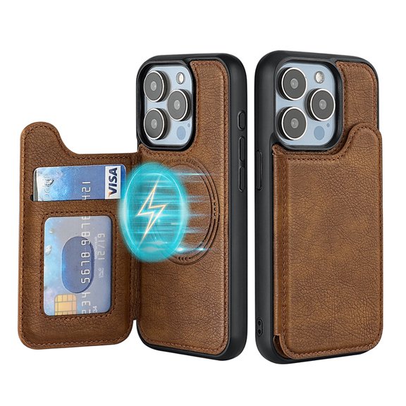Applicable To IPhone Magnetic Flip Back Case Mobile Phone Leather Case 17Pro Card Mobile Phone Case