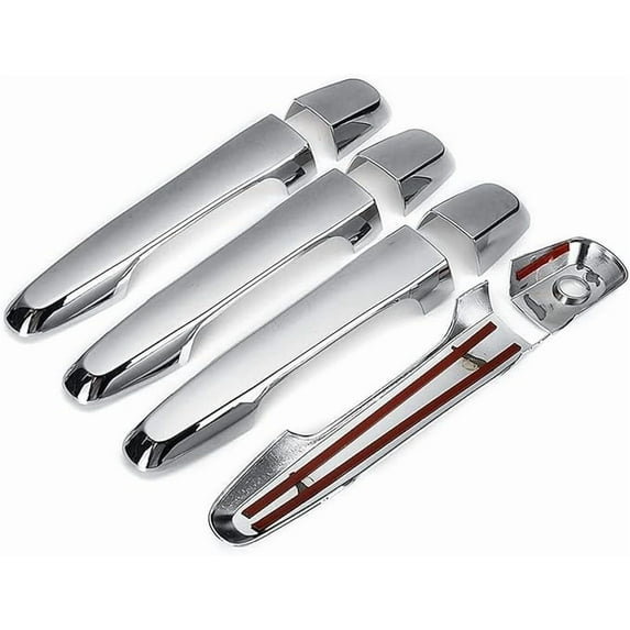 Applicable to jfqm 8 PCS Car Black Chrome Exterior Door Handle Cover Trim Car Accessories Fit for Mitsubishi Triton L200 ML MN MQ 2005 2006-2017 (Color : Chrome)