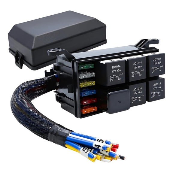 Applicable to 12v Car Fuse Box, 6-way Relay Box